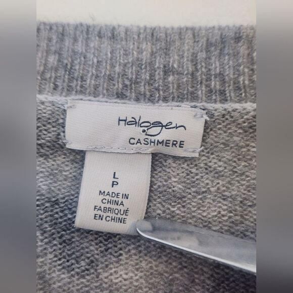 Halogen LP Gray Leopard Print 100% CASHMERE Crew Neck LngSlv Women’s Sweater - Picture 2 of 6